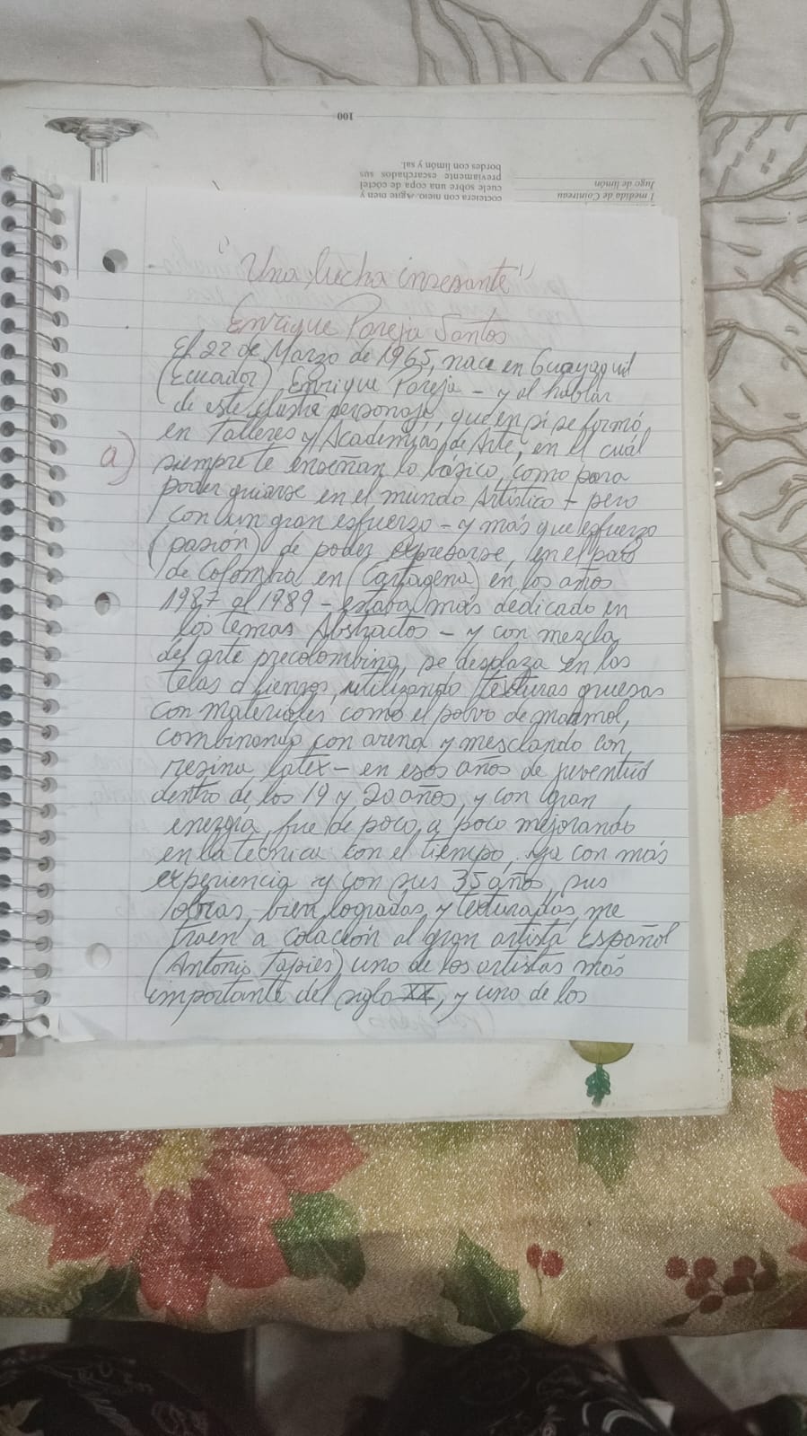 Una Lucha Incesante - manuscrito 4